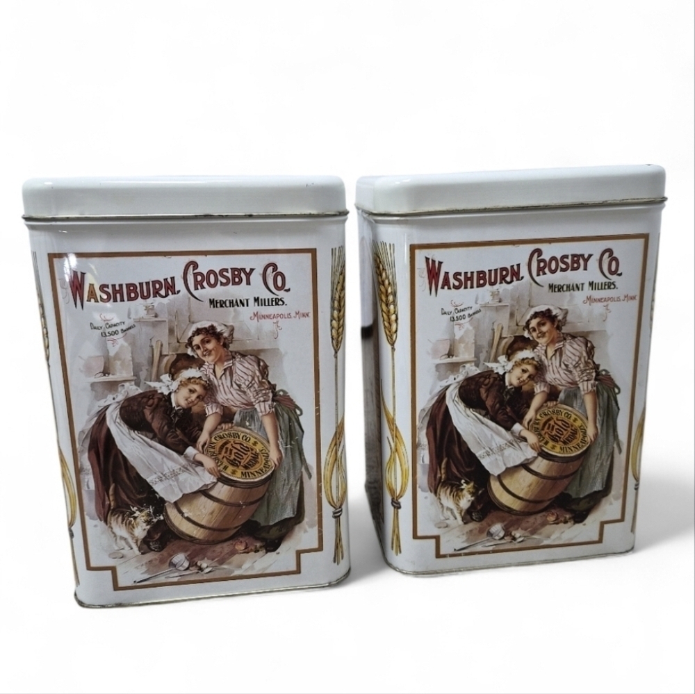 Vintage Washburn Crosby Gold Medal Flour Tins - Set of 2
